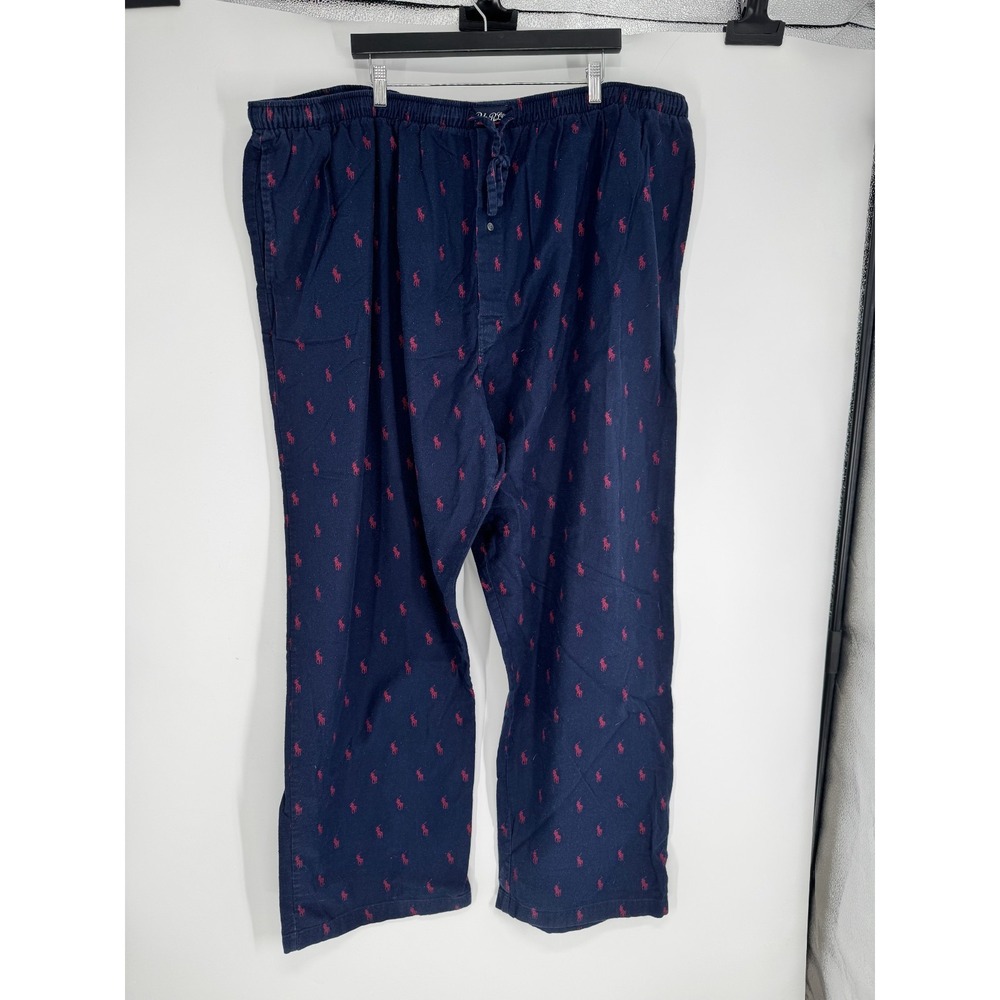 Polo Ralph Lauren Pajama Pants Men 4XL Navy All Over Print AOP Pony Straight Leg